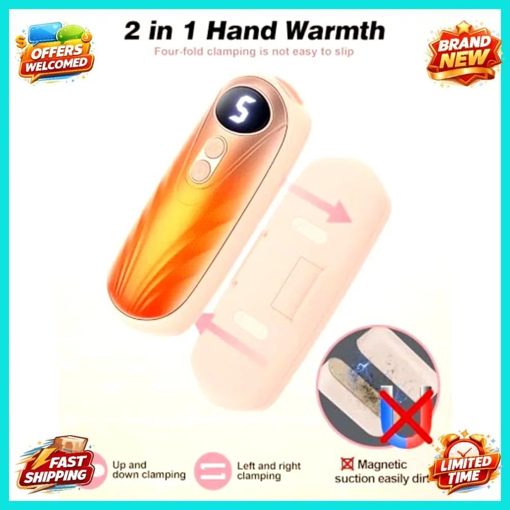 Rechargeable Hand Warmers 2 Pack, 6000mAh, 5 Heat Levels, LED Display, Portable - Picture 5 of 6